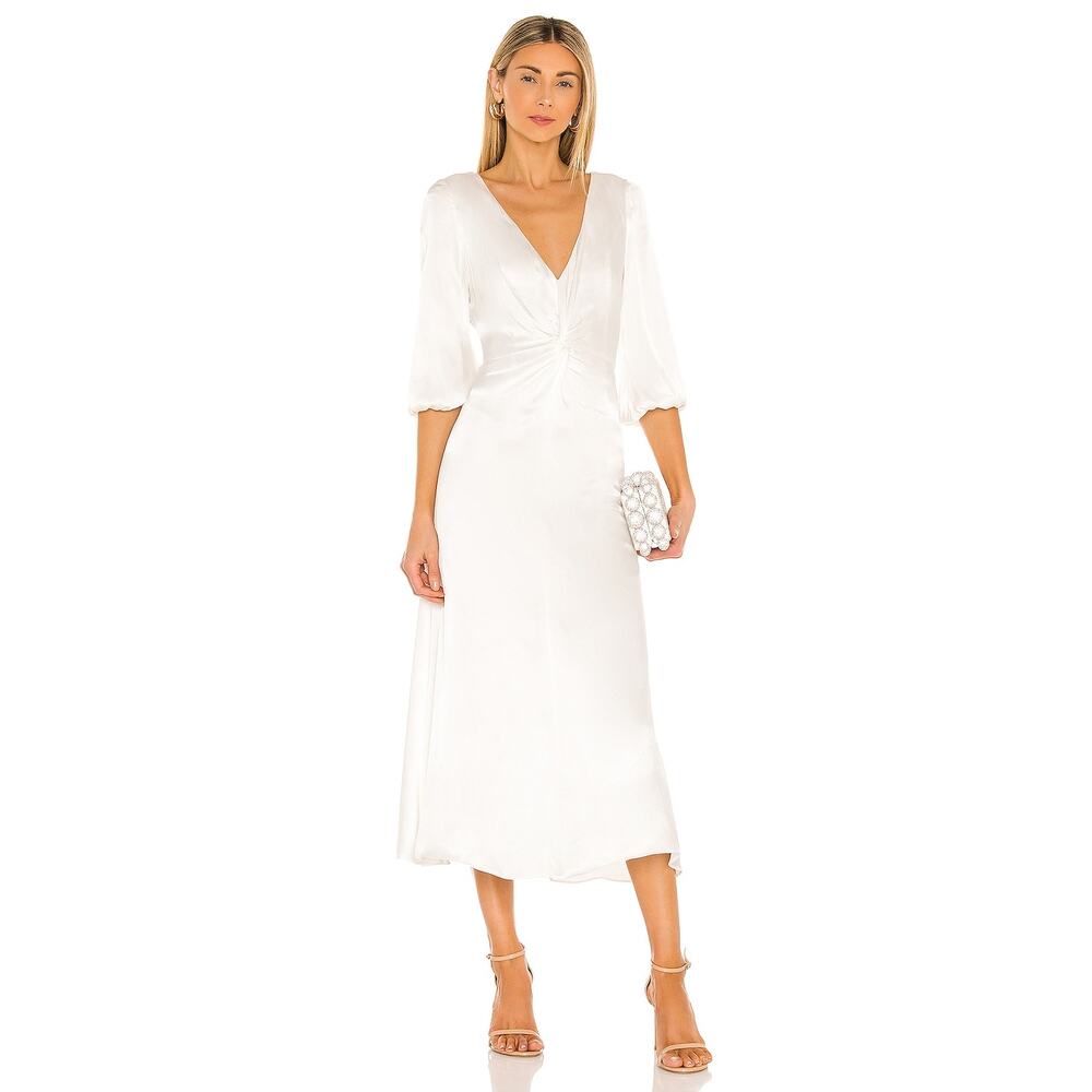 SAU LEE Cassia Dress Satin Lightweight Flowy Front Knot Bridal Wedding Bride 6